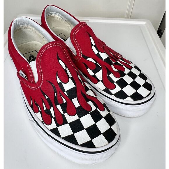 Vans Off The Wall Unisex Skate Shoes 500714 Checkered Red Drip Sz Men 5.5/W 7 - Picture 1 of 9